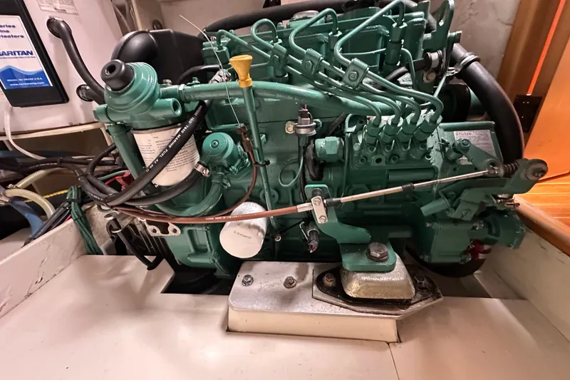 Slide: The Image of Engine of a 1999 Baltec Engineering Visiona Catamaran, showcasing intricate mechanical components. - 55