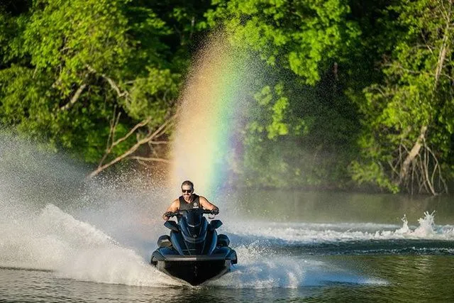Slide: The Image of A Yamaha WaveRunner FX Limited SVHO rides through water with a rainbow visible in the spray. - 4