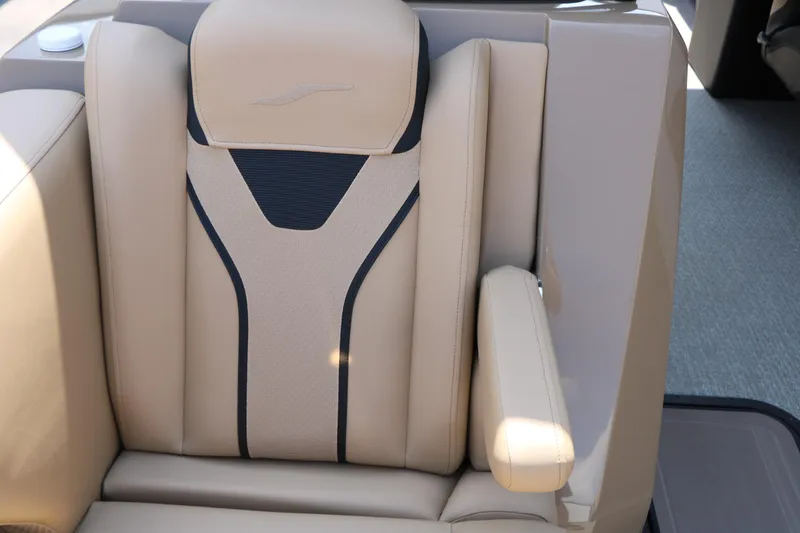 Slide: The Image of Luxurious beige seat in 2026 Evotti 725QL boat, featuring sleek design and armrest. - 31