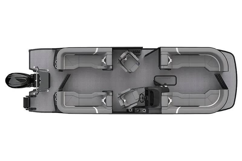Slide: The Image of Manufacturer Provided Image: Top view of 2026 Evotti 725QL pontoon boat with spacious seating layout. - 1