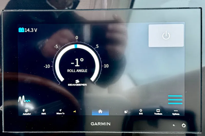 Slide: The Image of Garmin display showing -1° roll angle on 2027 Tiara Yachts 34 LX. - 26
