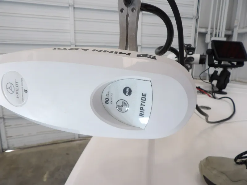 Slide: The Image of Close-up of a Minn Kota Riptide i-Pilot trolling motor on a Sportsman Tournament 214 Bay Boat. - 11