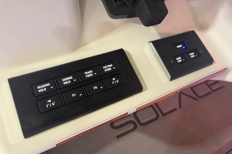Slide: The Image of Control panel of 2024 Solace 30HCS boat with navigation and power buttons. - 10