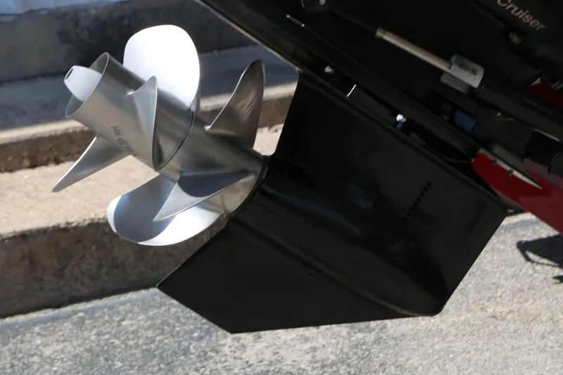 Slide: The Image of Close-up of a 2022 Crownline Eclipse E255 boat propeller in sunlight. - 6
