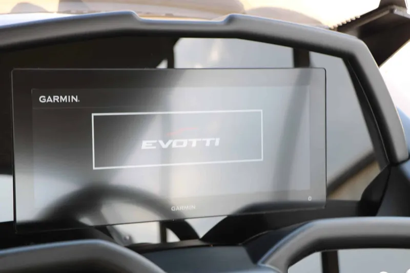 Slide: The Image of The image shows a Garmin display on an Evotti 725 QL boat. - 49