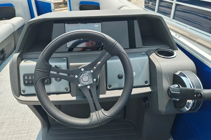 Slide: The Image of Steering console of 2026 Sun Tracker Party Barge 20 DLX pontoon boat. - 16