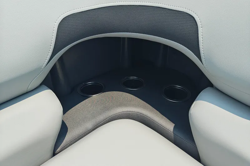 Slide: The Image of 2026 Sun Tracker SportFish 20 DLX boat seating with integrated cup holders. - 14