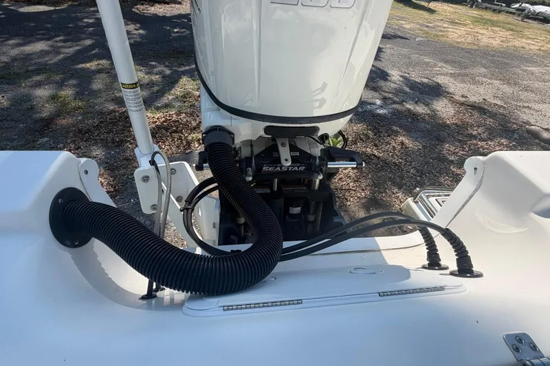 Slide: The Image of 2021 Sea Pro 248 Bay boat engine with Seastar hydraulic steering system. - 17