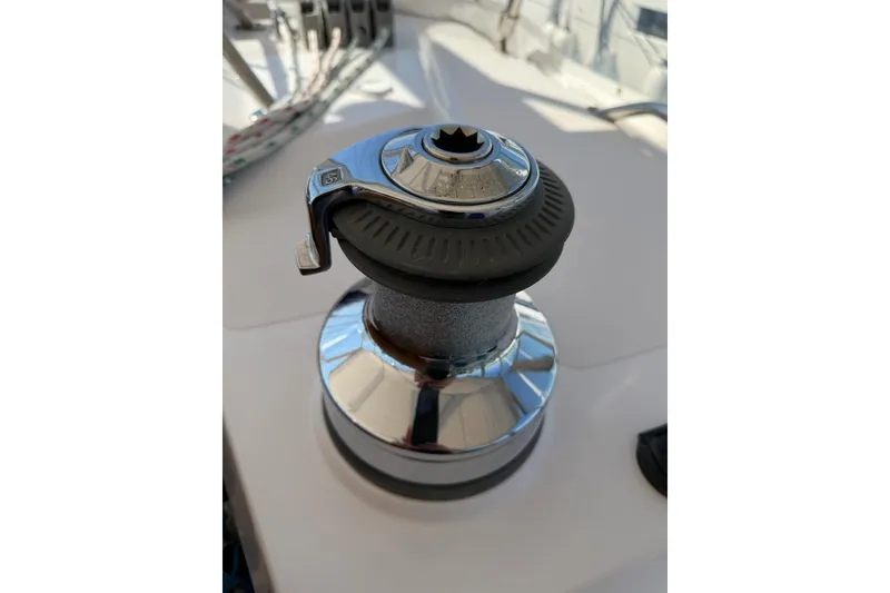 Slide: The Image of Close-up of a winch on a 2015 Catalina 445 sailboat deck. - 24