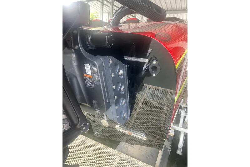 Slide: The Image of Close-up of a 2021 Doug Wright P360 boat engine mount, showcasing detailed components. - 15