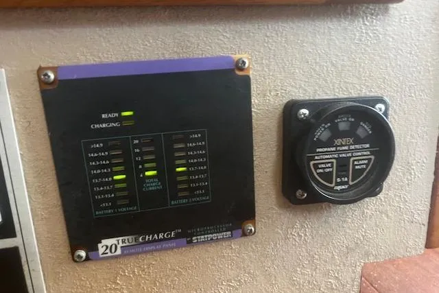Slide: The Image of Battery and propane fume detectors on a 1987 Silverton 34 Convertible boat. - 16