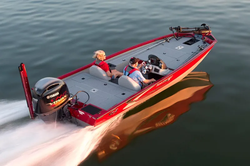 The Image of Manufacturer Provided Image: 2018 G3 Sportsman 19 boat speeding on water with two passengers. - 0