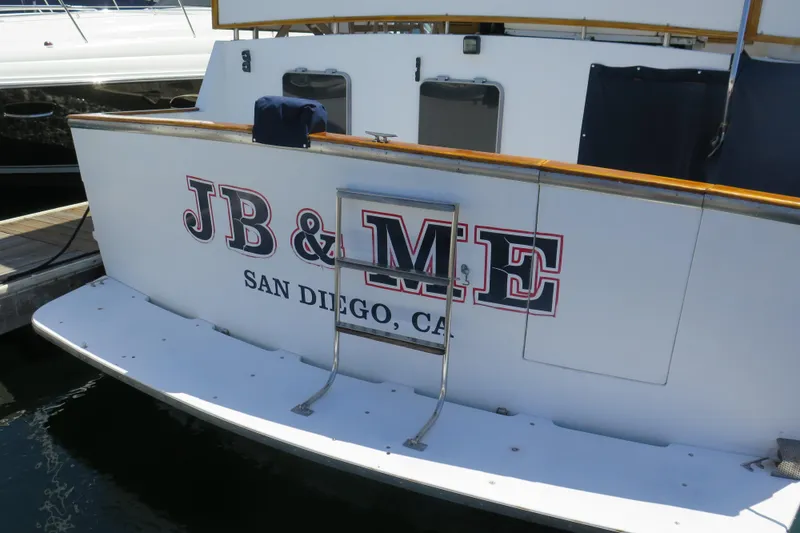 Slide: The Image of 1987 Hershine Aftcabin Motoryacht with "JB & ME" name, docked in San Diego, CA. - 3