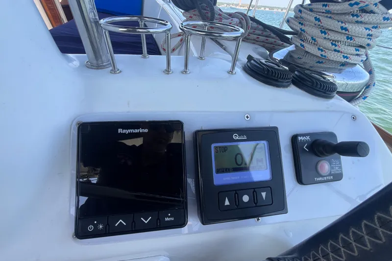 Slide: The Image of Control panel of a 2011 Beneteau Oceanis 54 sailboat with navigation instruments. - 15