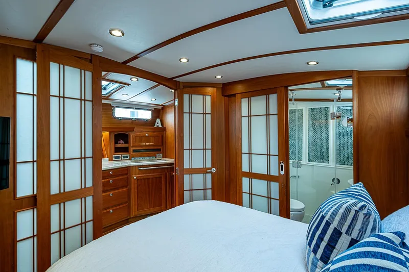 Slide: The Image of Luxurious interior of 2020 Sabre 48 Salon Express yacht with elegant wood finishes and modern design. - 17