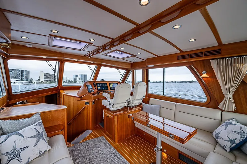 Slide: The Image of Luxurious interior of 2020 Sabre 48 Salon Express yacht with elegant wood finish. - 3