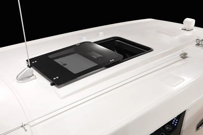 Slide: The Image of 2023 Robalo R360 Center Console boat roof with open hatch detail. - 50