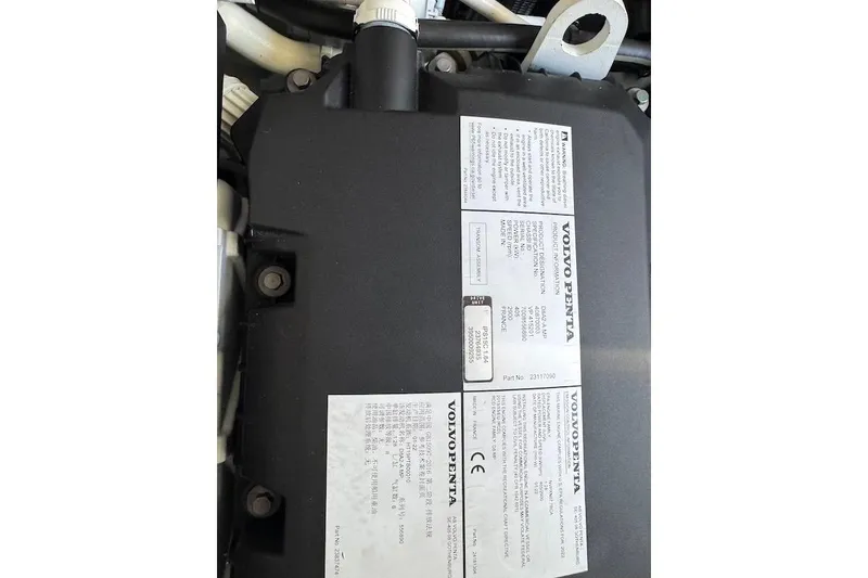Slide: The Image of Engine component with Volvo Penta labels on a 2023 Cruisers Yachts 50 Cantius. - 77