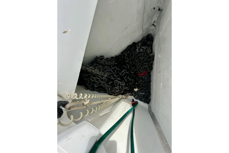 Slide: The Image of Anchor chain storage on 2018 Jeanneau 54 sailboat. - 47