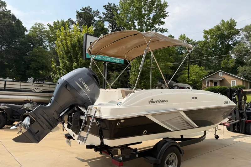 Slide: The Image of 2016 Hurricane SunDeck Sport 188 OB boat with Yamaha outboard motor, certified pre-owned. - 3