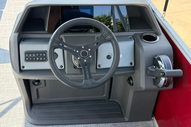 Slide: The Image of Steering console of 2026 Sun Tracker Party Barge 20 DLX pontoon boat. - 6