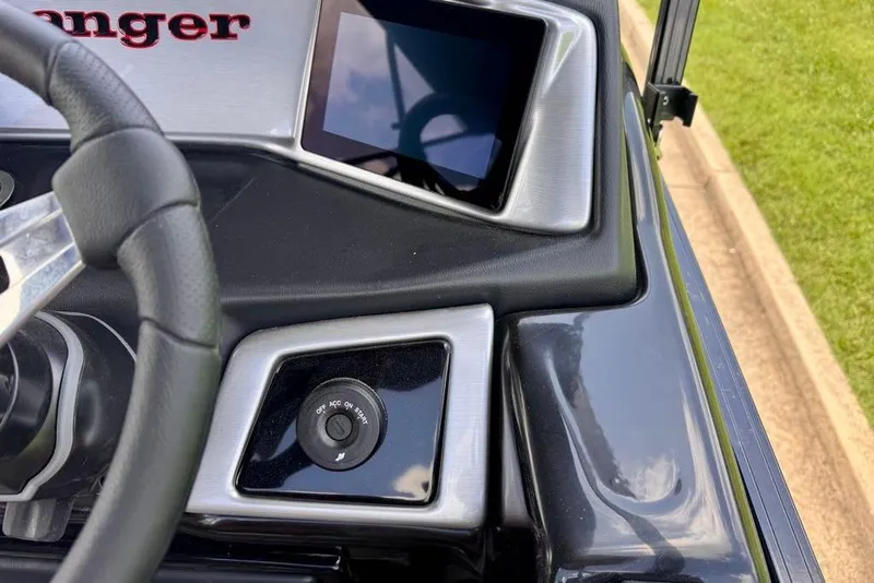 Slide: The Image of Steering wheel and dashboard of 2026 Ranger 223F boat with digital display. - 19