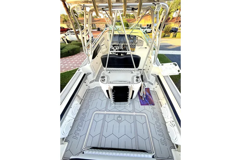 Slide: The Image of 2005 Hydra-Sports 3300 VX boat interior with sleek design and modern controls. - 7