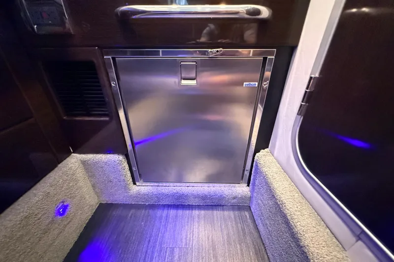 Slide: The Image of Stainless steel door in 2017 Formula 350 Crossover Bowrider OB cabin with ambient lighting. - 32