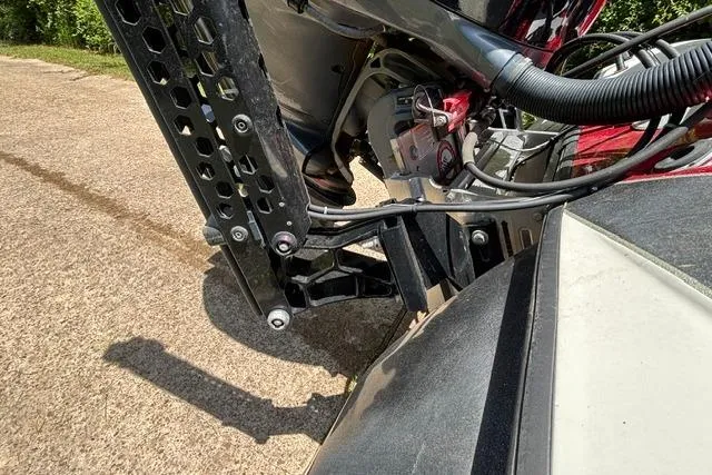 Slide: The Image of 2022 Skeeter FXR21 Limited boat engine mount detail on a sunny day. - 10
