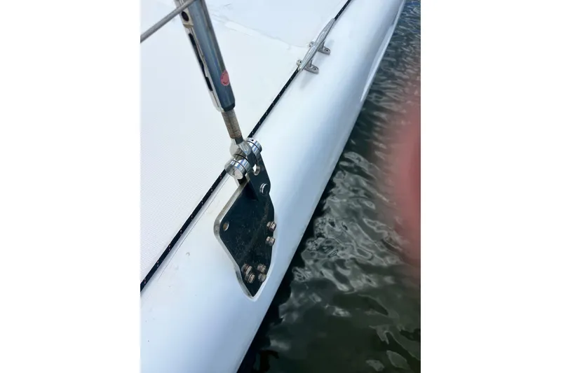 Slide: The Image of Close-up of a 2008 Admiral 40 cruiser sailboat rigging detail. - 15