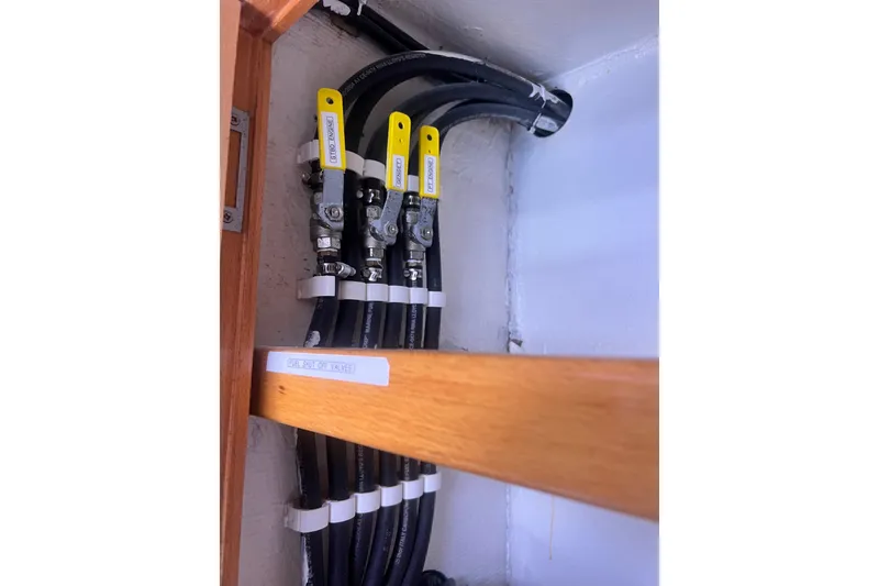 Slide: The Image of Fuel shut-off valves in a 2008 Admiral 40 cruiser yacht. - 67