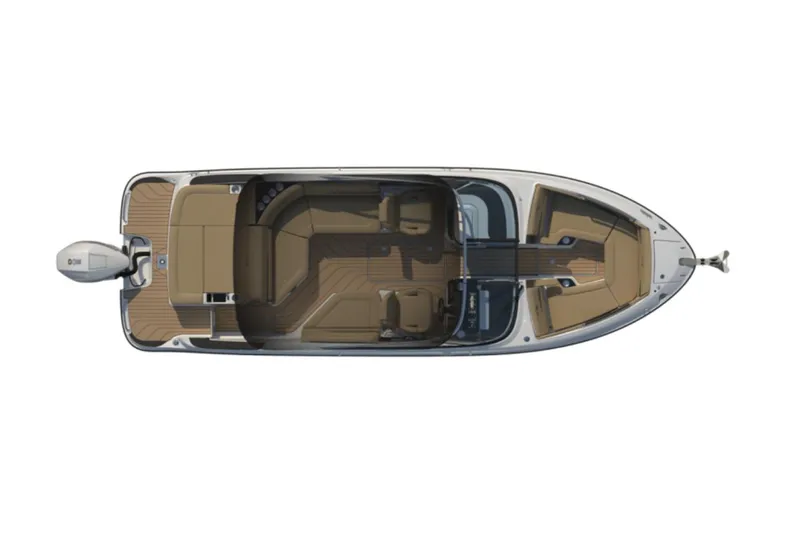 Slide: The Image of Manufacturer Provided Image: 2024 Sea Ray SLX 260 Outboard boat, top view, spacious seating, modern design. - 5
