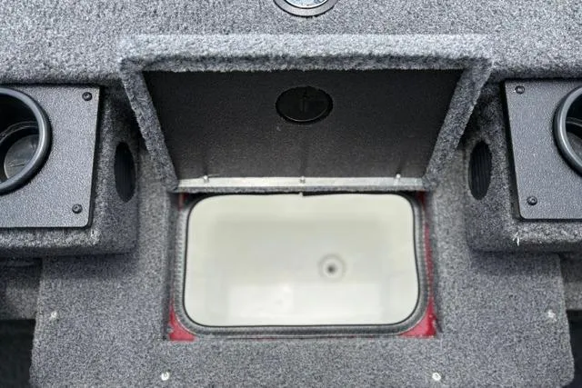 Slide: The Image of Interior view of 2025 Tracker Off Road Pro Team 175 boat compartment. - 16