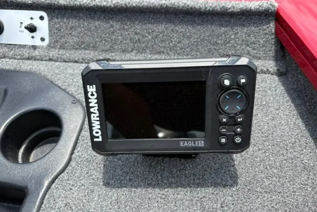 Slide: The Image of Lowrance fish finder on 2025 Tracker Off Road Pro Team 175 boat dashboard. - 11