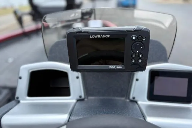 Slide: The Image of 2025 Tracker Off Road Pro Team 175 dashboard with Lowrance Hook fishfinder display. - 20