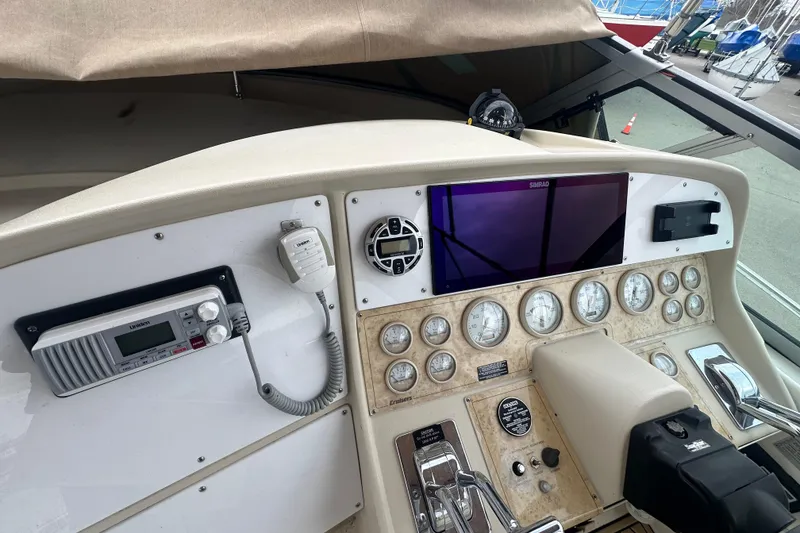 Slide: The Image of Control panel of a 1995 Cruisers Yachts 3575 Esprit with navigation instruments. - 10