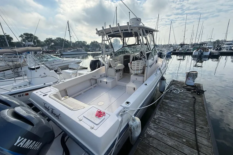 The Image of 2005 Grady-White Gulfstream 232 boat docked at marina with Yamaha engine. - 8