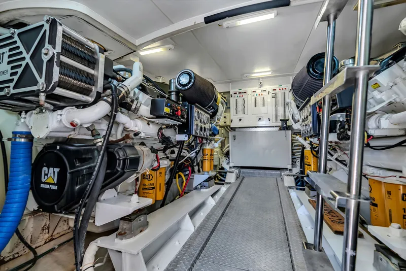 Slide: The Image of Engine room of the 2006 Marquis 65 yacht with CAT engines and technical equipment. - 39