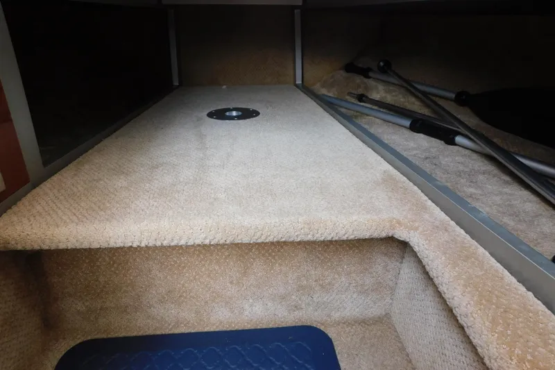 Slide: The Image of Interior cabin view of 2010 Sea Ray Sundancer 260 with carpeted flooring. - 52