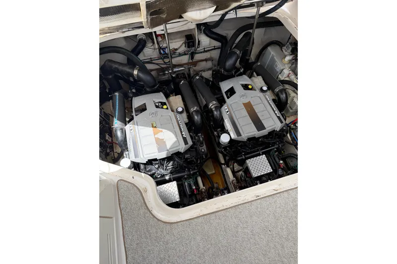 Slide: The Image of Engine compartment of a 2008 Sea Ray Sundancer 350 with twin Horizon engines. - 4