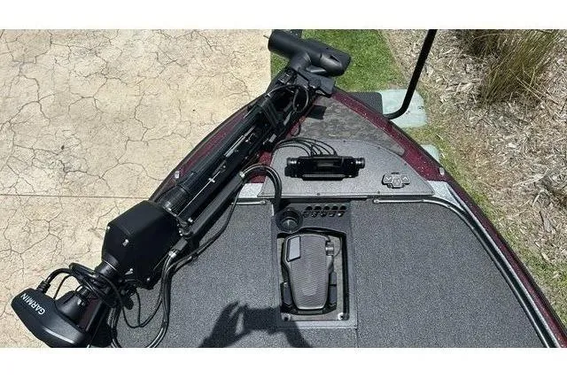 Slide: The Image of The image shows the deck of a 2026 Nitro Z20 XL Pro boat with a trolling motor. - 10
