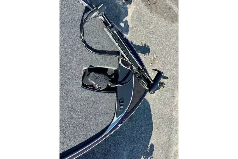 Slide: The Image of 2025 Nitro Z17 boat deck with trolling motor and foot pedal controls. - 3
