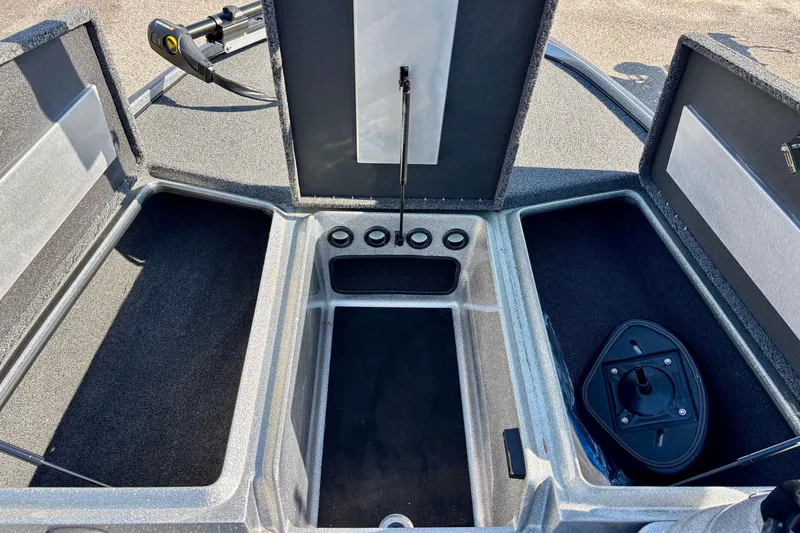 Slide: The Image of Open storage compartments of a 2025 Nitro Z17 boat, showcasing spacious interior design. - 6