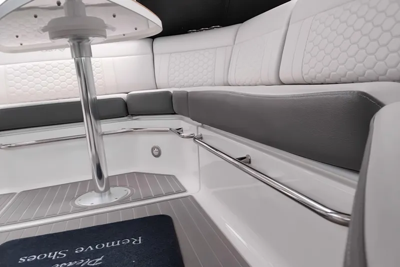 Slide: The Image of Luxurious interior seating of 2023 Sea Ray Sundancer 320 Outboard boat with sleek design. - 12