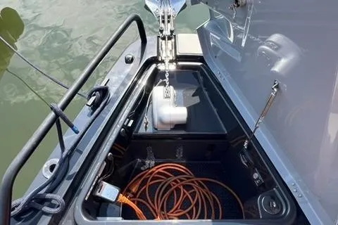 Slide: The Image of 2021 BRABUS 900 Shadow boat anchor compartment with ropes and equipment. - 28