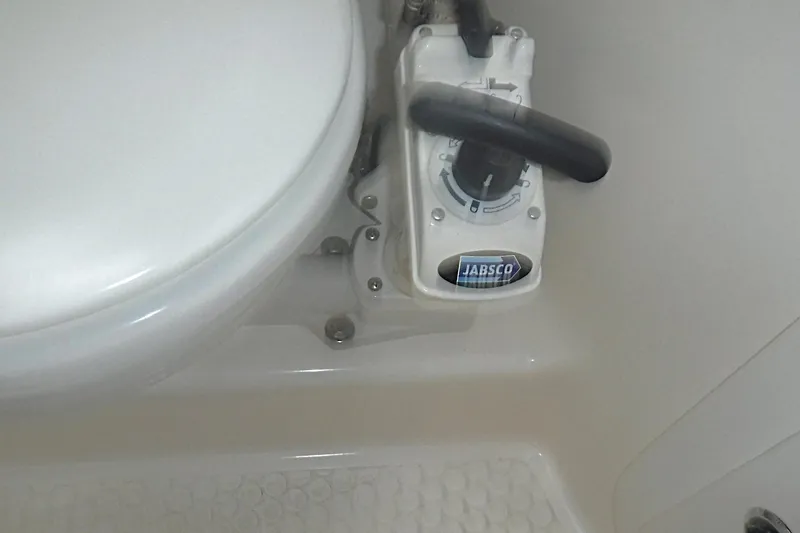 Slide: The Image of Jabsco marine toilet in 1998 Catalina 320 yacht bathroom. - 67