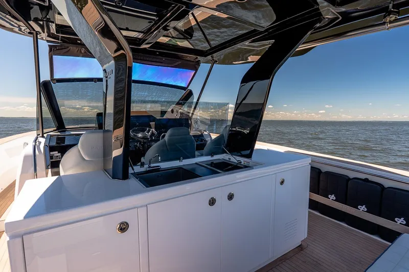 Slide: The Image of Luxurious 2024 Pardo Yachts 43 interior with sleek design and ocean view. - 23