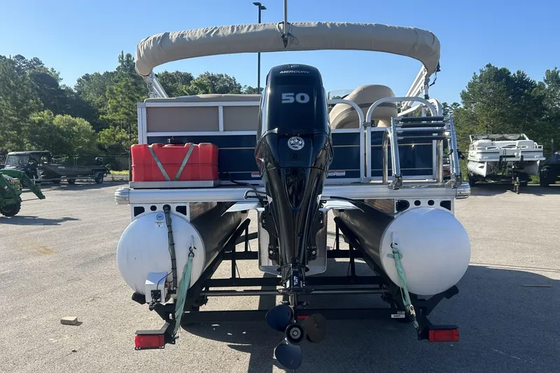 Slide: The Image of 2023 Sun Tracker Bass Buggy 16 XL Select pontoon boat with Mercury 50 engine. - 4
