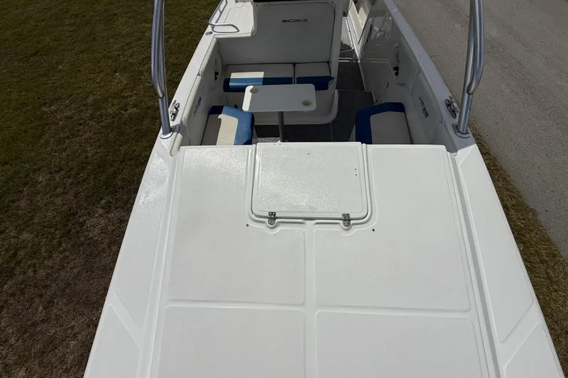 Slide: The Image of 2016 Extreme Boats XC38 interior with seating and table, viewed from above. - 150