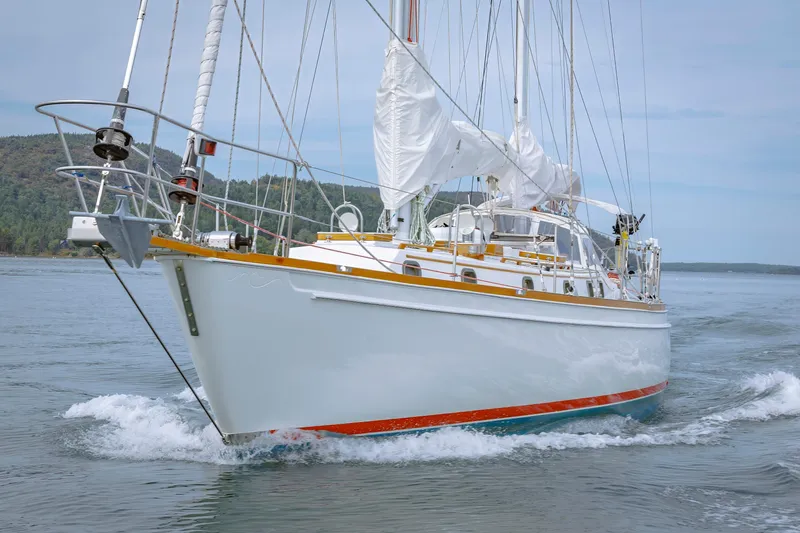 Slide: The Image of Sailing yacht Shannon 47/52, 2001 model, cruising on calm waters. - 12
